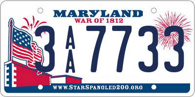 MD license plate 3AA7733