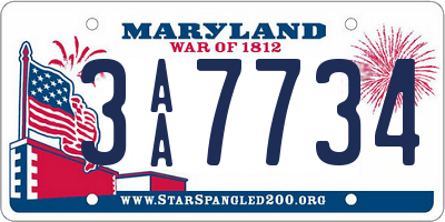 MD license plate 3AA7734