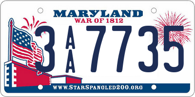 MD license plate 3AA7735