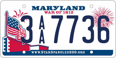 MD license plate 3AA7736