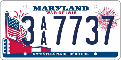 MD license plate 3AA7737