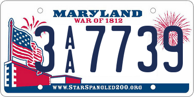 MD license plate 3AA7739