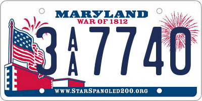 MD license plate 3AA7740