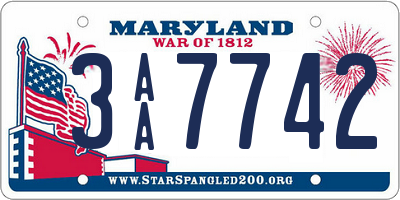 MD license plate 3AA7742