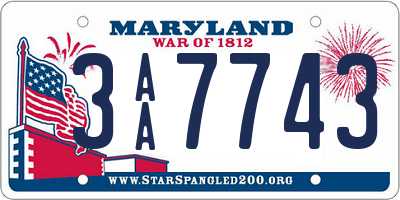 MD license plate 3AA7743