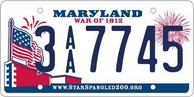 MD license plate 3AA7745