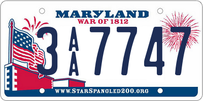 MD license plate 3AA7747