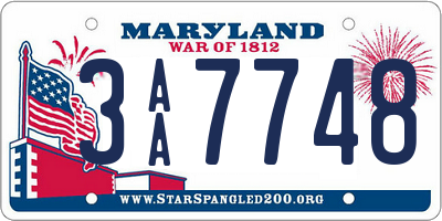 MD license plate 3AA7748