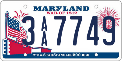 MD license plate 3AA7749