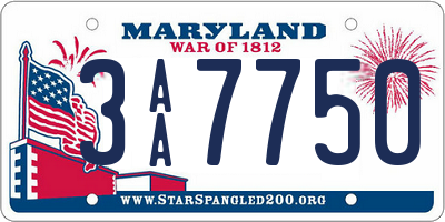 MD license plate 3AA7750