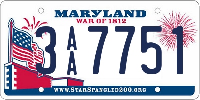 MD license plate 3AA7751