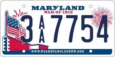 MD license plate 3AA7754