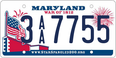 MD license plate 3AA7755