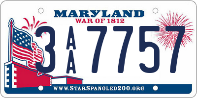 MD license plate 3AA7757