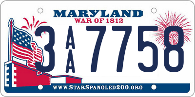 MD license plate 3AA7758