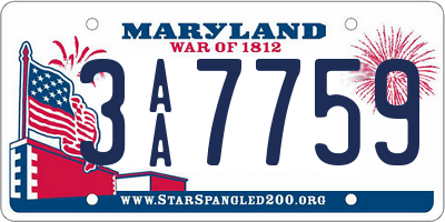 MD license plate 3AA7759