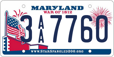 MD license plate 3AA7760