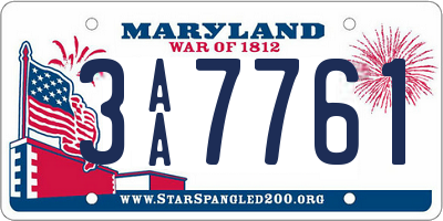 MD license plate 3AA7761