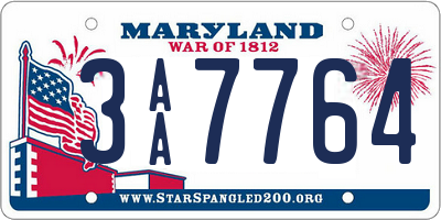 MD license plate 3AA7764