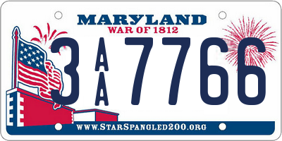 MD license plate 3AA7766