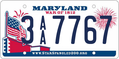 MD license plate 3AA7767