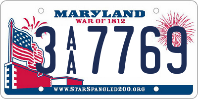 MD license plate 3AA7769