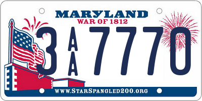 MD license plate 3AA7770