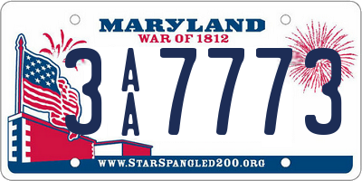 MD license plate 3AA7773