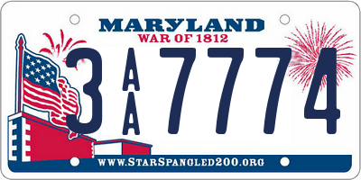 MD license plate 3AA7774