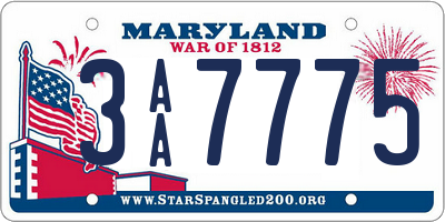 MD license plate 3AA7775