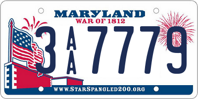 MD license plate 3AA7779