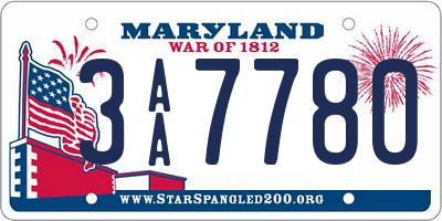 MD license plate 3AA7780