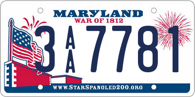 MD license plate 3AA7781