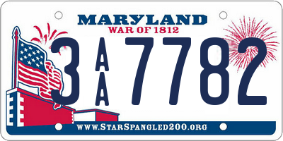 MD license plate 3AA7782