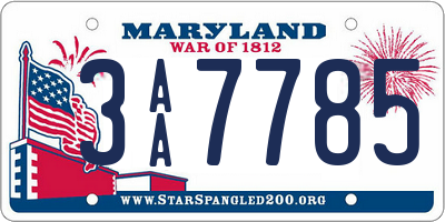 MD license plate 3AA7785