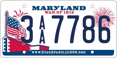 MD license plate 3AA7786