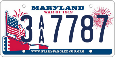 MD license plate 3AA7787