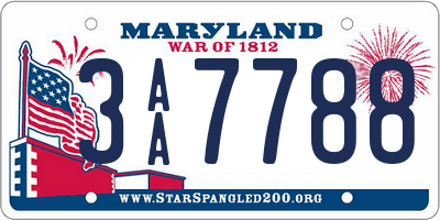 MD license plate 3AA7788