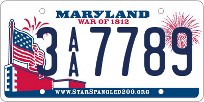 MD license plate 3AA7789