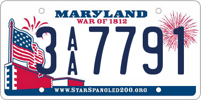 MD license plate 3AA7791