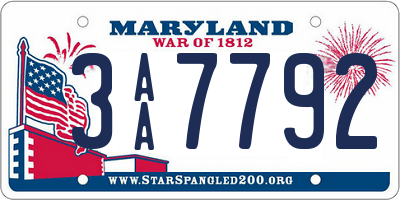 MD license plate 3AA7792