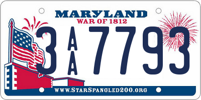 MD license plate 3AA7793