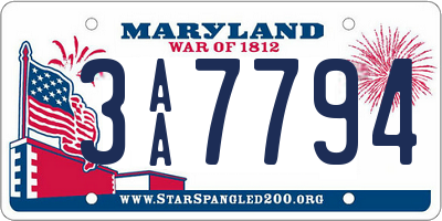 MD license plate 3AA7794