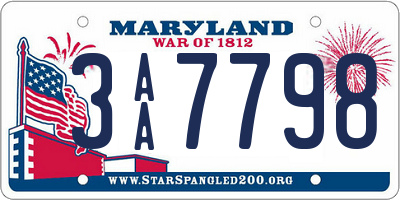 MD license plate 3AA7798