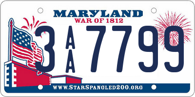 MD license plate 3AA7799