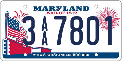 MD license plate 3AA7801