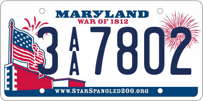 MD license plate 3AA7802