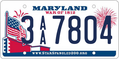 MD license plate 3AA7804