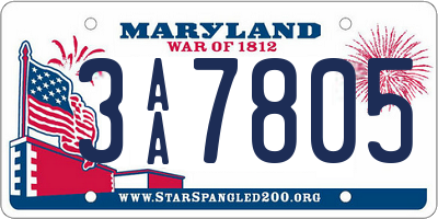 MD license plate 3AA7805