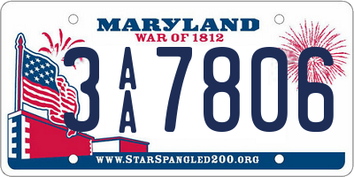 MD license plate 3AA7806